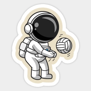 Cute Astronaut Playing Volley Ball Cartoon Sticker